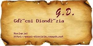 Gácsi Dionízia névjegykártya